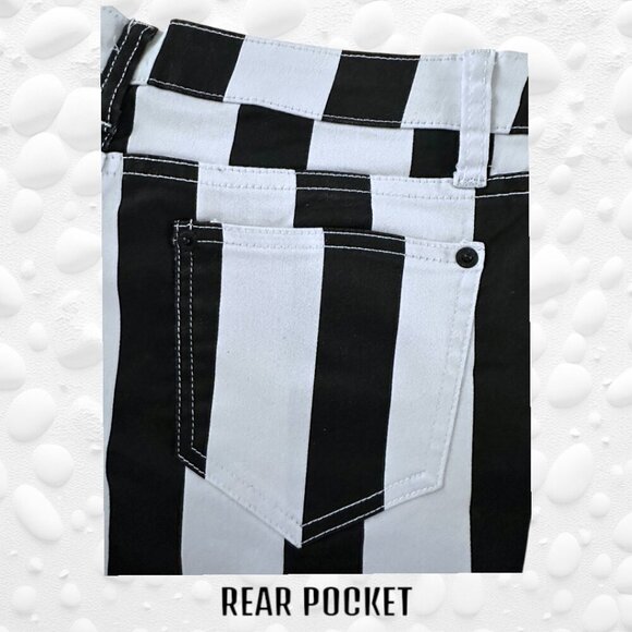 Ladies Black/White Striped Capris - Size 30-31" "BEETLEJUICE" Inspired - NWOT - Picture 6 of 7